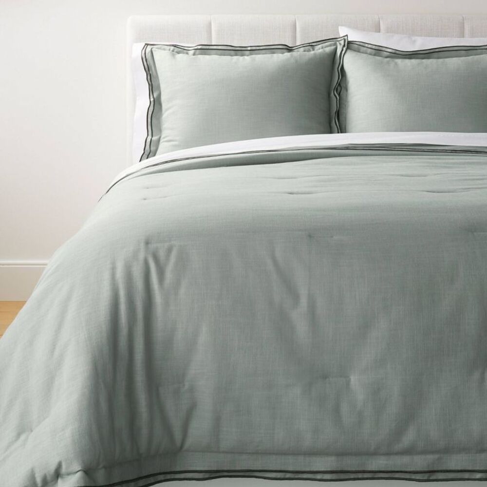 Threshold Studio McGee Cotton Slub Comforter Set Double Flange Teal Green King